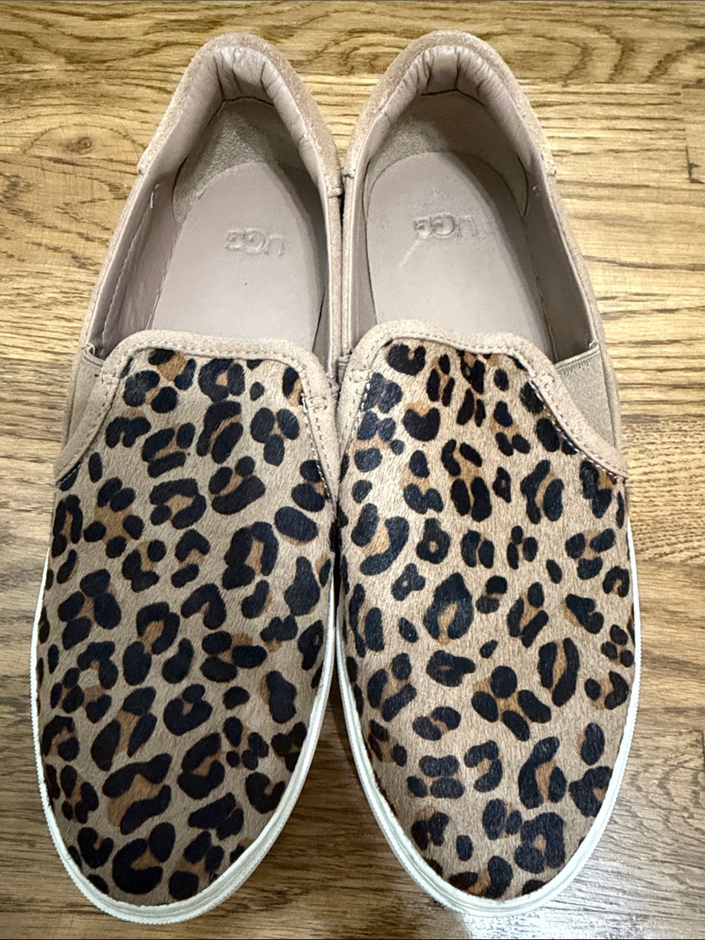 UGG Leopard-Print fur Slip-On Sneakers in Tan and Black